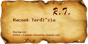 Racsek Terézia névjegykártya